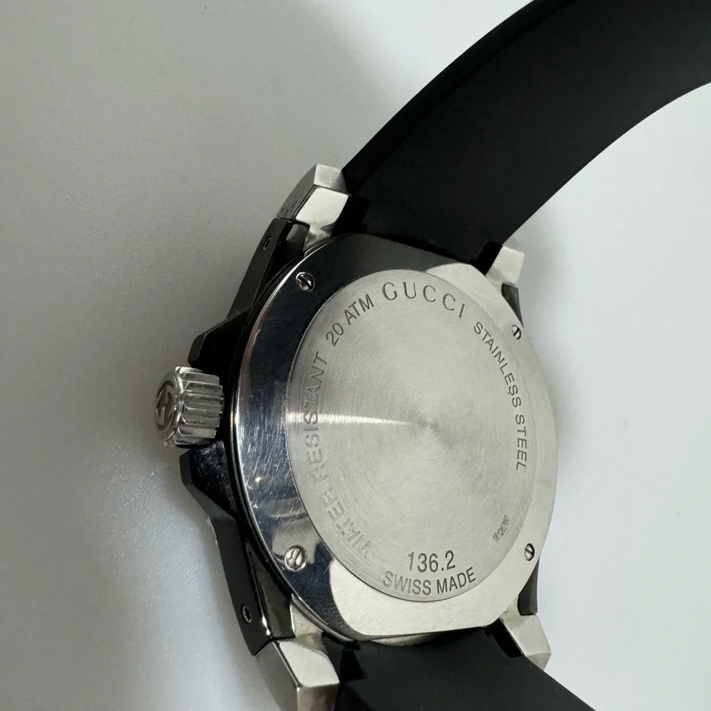 Gucci Dive Stainless Steel Rubber Strap Watch Black Silver - Picture 4 of 8